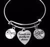 Friends are Family We Choose Silver Expandable Charm Bracelet Dragonfly Adjustable Bangle BFF Gift