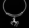 Horse Charm Bracelet Expandable Adjustable Silver Wire Bangle One Size Fits All