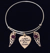 Gold A Piece of My Heart is in Heaven Expandable Charm Bracelet Adjustable Wire Bangle One Size Fits All Gift