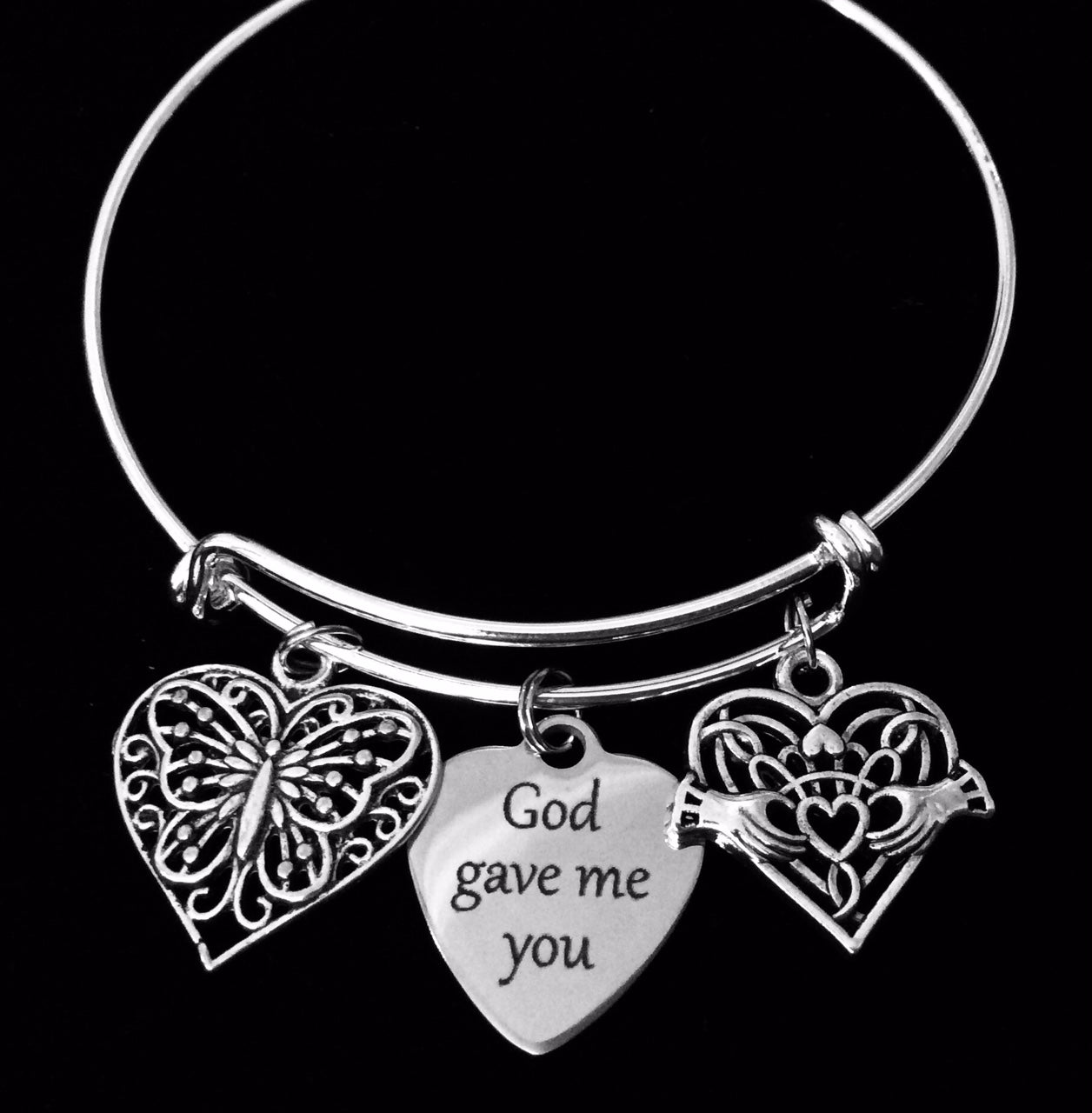 God Gave Me You Expandable Charm Bracelet Silver Adjustable Bangle One Size Fits All Gift