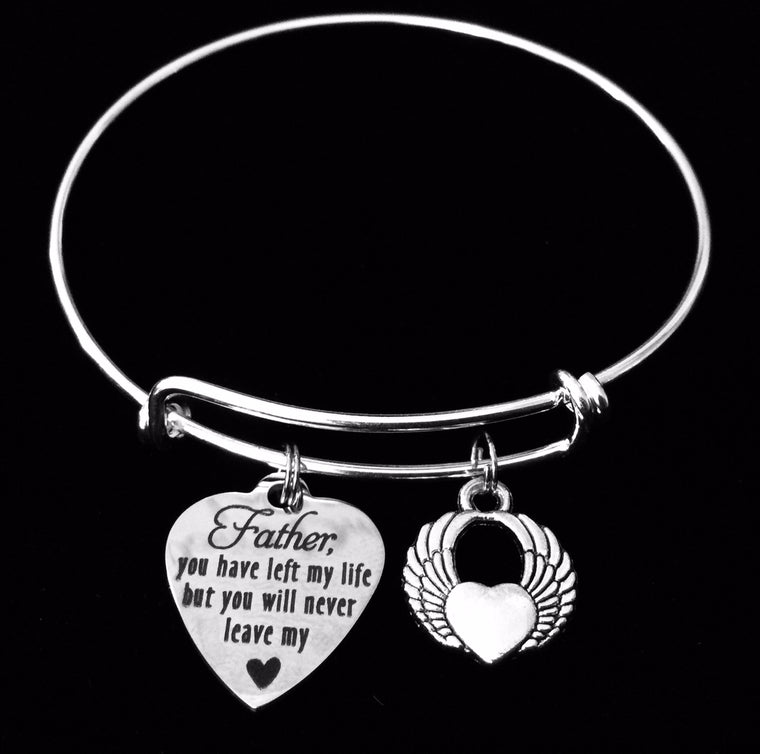 Father Memorial Jewelry Expandable Charm Bracelet Adjustable Silver Stackable Bangle Trendy One Size Fits All Gift
