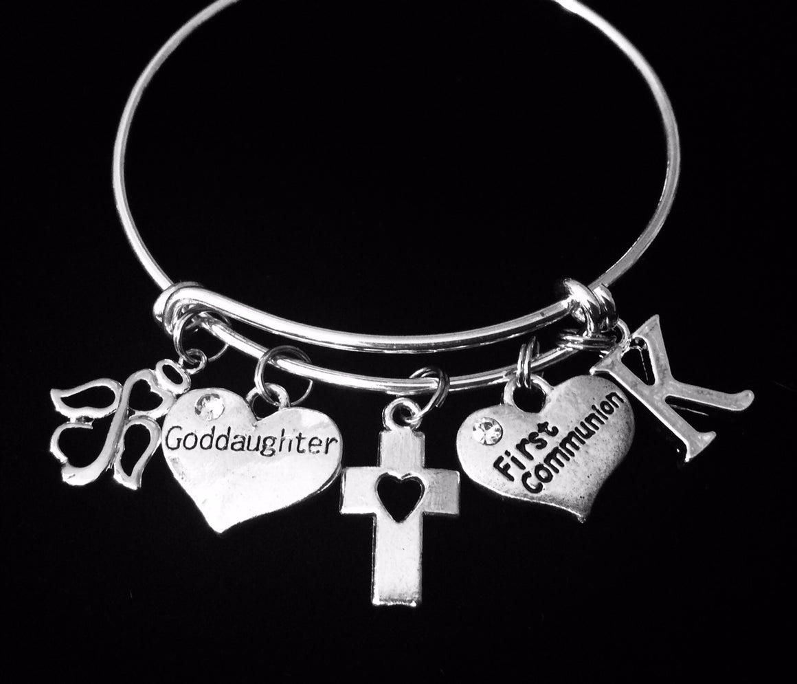 Goddaughter First Communion Gift Expandable Charm Bracelet Adjustable Wire Bangle One Size Fits All