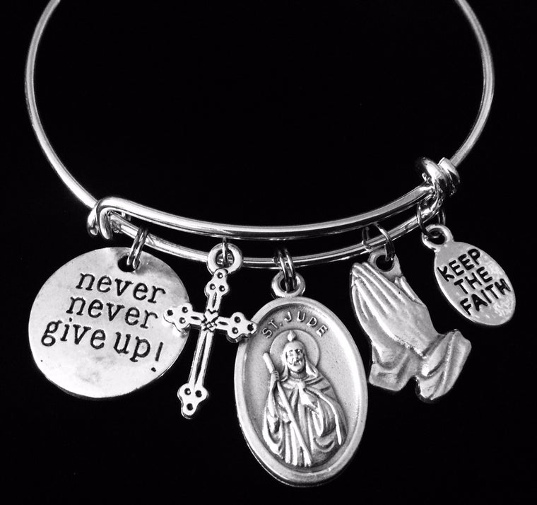 Saint Jude Charm Bracelet for Her Expandable Adjustable One Size Fits All Catholic Medal Inspirational Gift