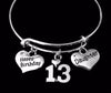 Daughter Happy Birthday 13th Expandable Charm Bracelet Adjustable Bangle Trendy Gift 