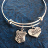 Happy Retirement Police Officer Bracelet Adjustable Expandable Silver Wire Bangle