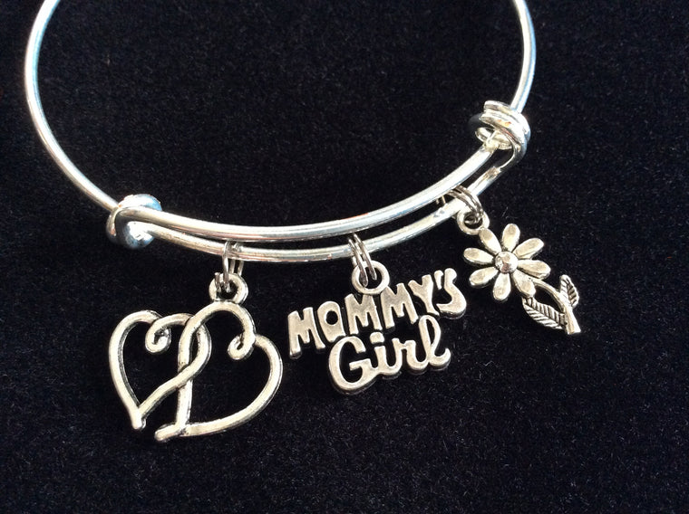 Mommy's Girl Bracelet Silver Expandable Adjustable Wire Bangle 