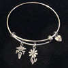 Physical Therapist Caduceus Charm on an Expandable Adjustable Silver Wire Bangle 