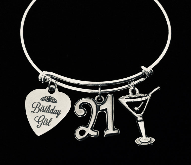 21st Birthday Jewelry Martini Birthday Girl Charm Bracelet