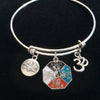 Multicolored Yoga Inspired Zen Medal with Lotus and Om Charm Bracelet