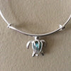 Silver Turtle with aged Freshwater Pearl on a Silver Adjustable Bangle