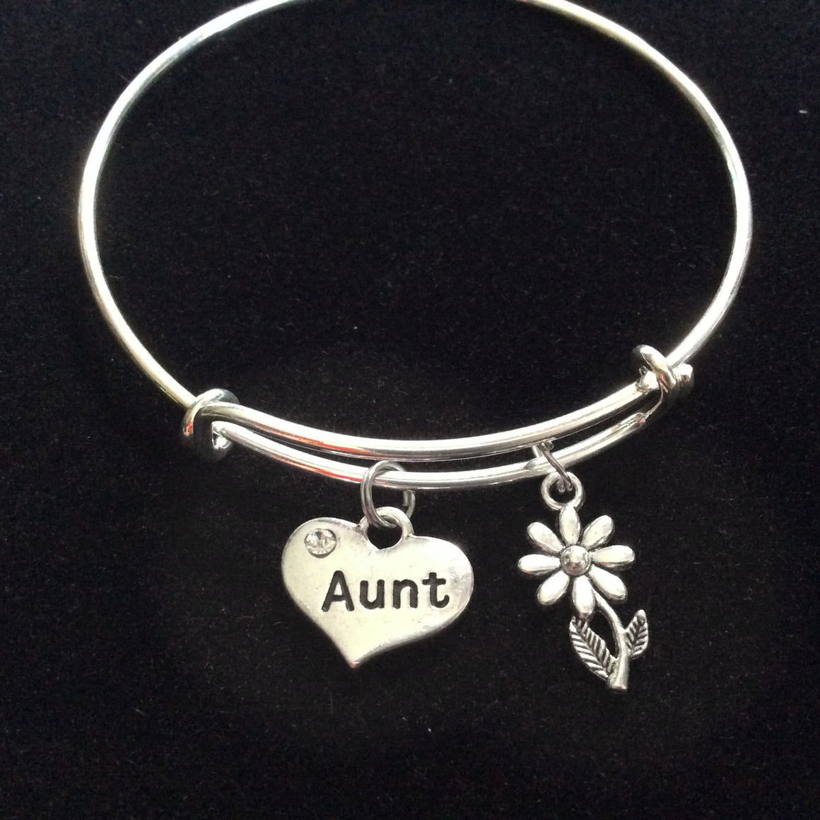 Aunt Charm Bracelet Silver Adjustable Expandable Bangle