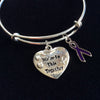 We're in this together Purple Awareness Ribbon Bracelet Expandable Adjustable Silver Wire Bangle