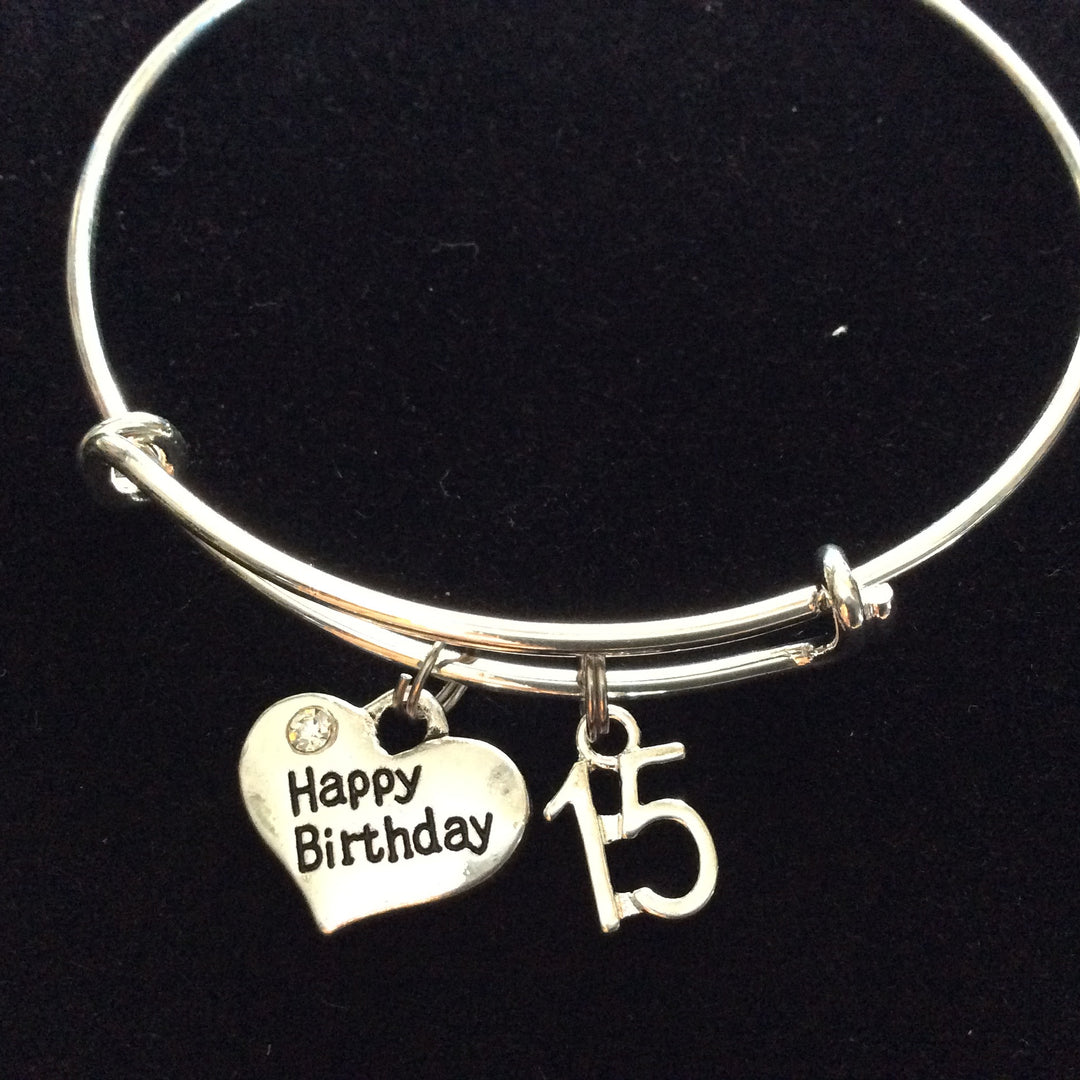 Happy 15th Birthday Expandable Charm Bracelet