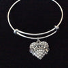 Runner Crystal Heart Charm on Silver Bracelet