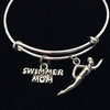 Swimmer Mom Expandable Adjustable Wire Charm Bangle Bracelet Team Sports Gift Coach