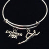 Swimmer Mom Expandable Adjustable Wire Charm Bangle Bracelet Team Sports Gift Coach