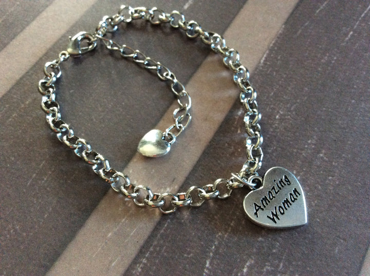 Amazing Woman Silver Chain Link Bracelet