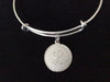 Matte Silver Initial Charm Expandable Bracelet Gift Adjustable Wire Bangle 