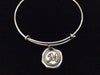 Wax Stamped Style Silver Initial Charm Expandable Bracelet Gift Adjustable Wire Bangle One Size fits all Stackable Stacking Trendy