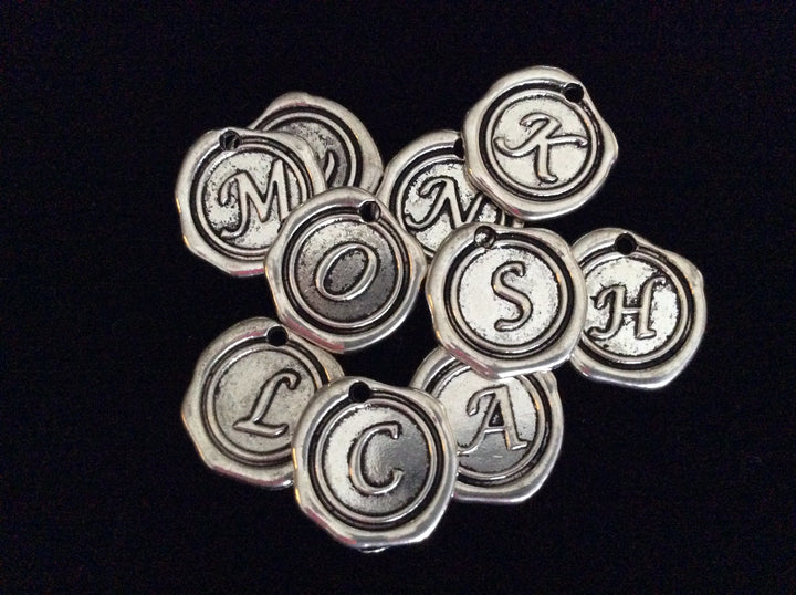 Add A Wax Stamped Style Letter Charm to an Expandable Adjustable Wire Bangle 