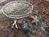Nautical Bracelet Crystal Blue Seashell Starfish and Coral Silver Expandable Bracelet 