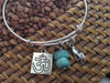 Mudra Hand Turquoise Stones Om Charm Bracelet 