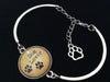 Dog Lover with Paw Prints Glass Domed Charm on a Silver Adjustable Cuff Bracelet