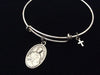Saint Aquinas Silver Expandable Bracelet Adjustable Wire Bangle