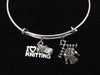 I Love Knitting with Sweater Silver Charm Bracelet 