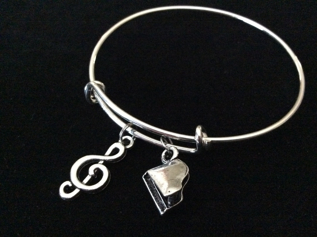 Piano 3D Baby Grand Music Charm Expandable Bracelet 