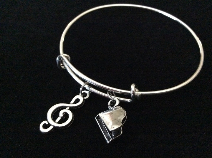 Piano 3D Baby Grand Music Charm Expandable Bracelet 