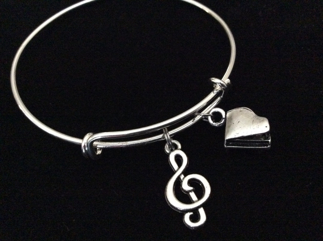 Piano 3D Baby Grand Music Charm Expandable Bracelet 