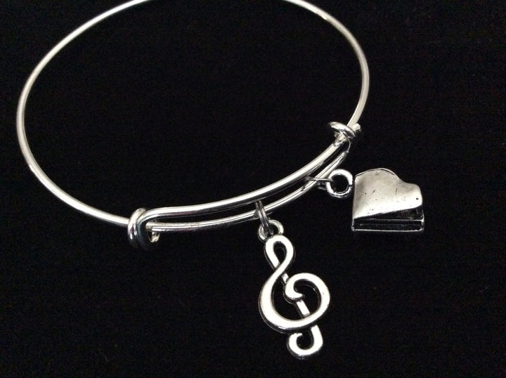 Piano 3D Baby Grand Music Charm Expandable Bracelet 