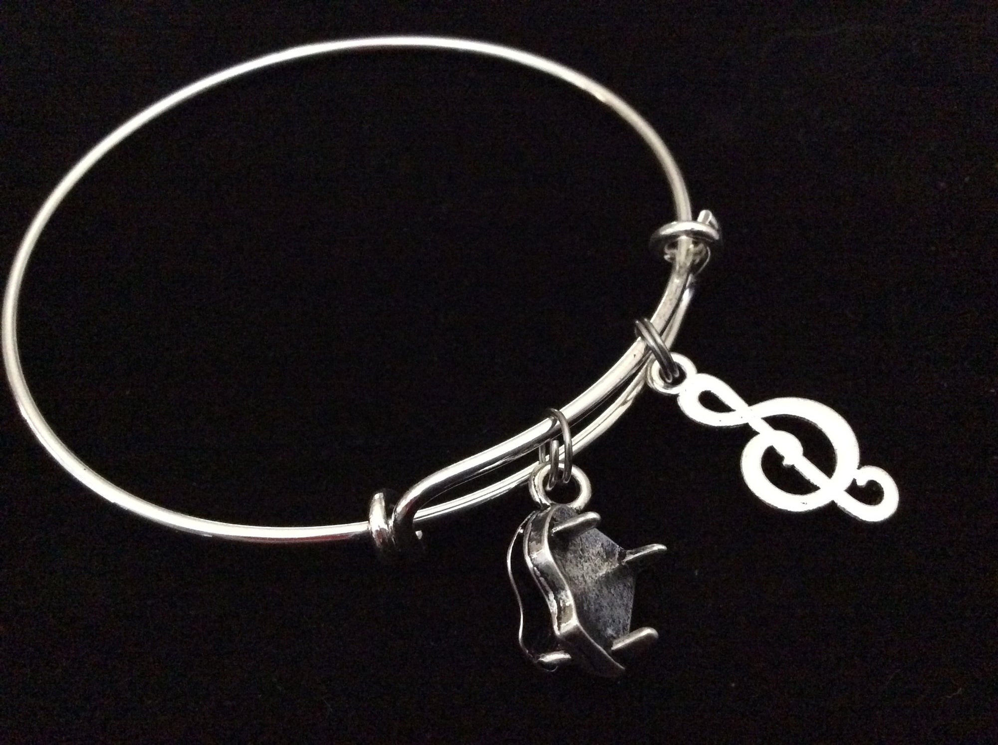 Piano 3D Baby Grand Music Charm Expandable Bracelet 
