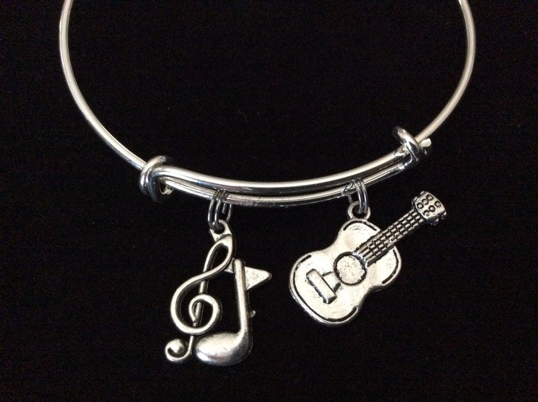 Guitar Music Charm Expandable Bracelet 