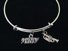 Marching Band Silver Trumpet Charm Expandable Bracelet