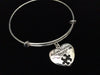 Autism Touches Us All Stamped Charm Puzzle Awareness Ribbon Expandable Charm Bracelet 