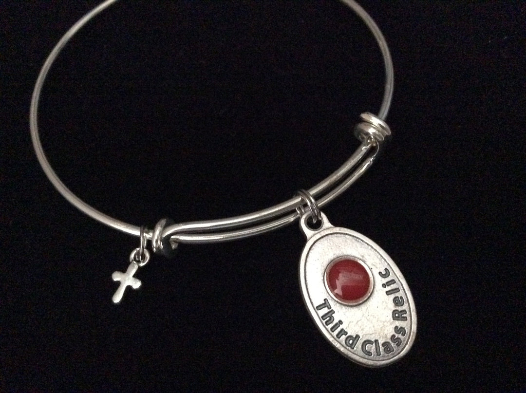 Saint Pio Patron Saint of Healing Rare Relic Medal Silver Expandable Bracelet Double Sided Catholic Adjustable Wire Bangle Stacking Trendy