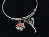 Cheerleader Love to Cheer Expandable Silver Charm Bracelet Adjustable Wire Bangle Handmade Gift Trendy