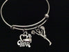 Love to Cheer Cheerleader Expandable Silver Charm Bracelet Adjustable Wire Bangle Handmade Gift Trendy Stacking Bangles
