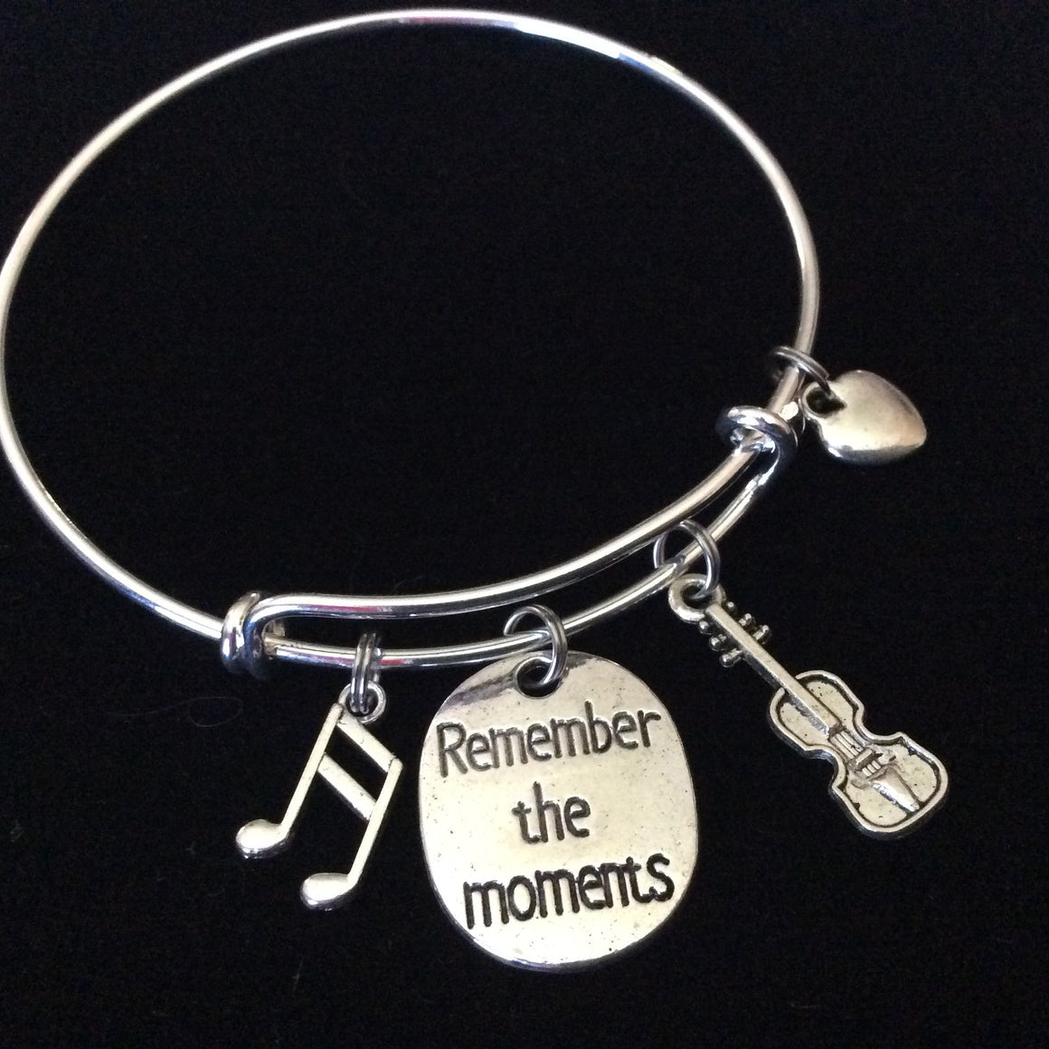Remember The Moments Orchestra Music Silver Expandable Bangle Bracelet Meaningful Graduation Gift