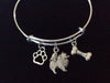 Pomeranian Dog Charm on a Silver Expandable Adjustable Bangle Bracelet Dog Lover Gift