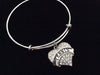 Crystal Tennis Heart Expandable Adjustable Wire Bangle Bracelet Trendy Stacking Team Sport Coach Gift