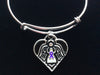 Guardian Angel Protect Me Purple Awareness Ribbon Expandable Charm Bracelet
