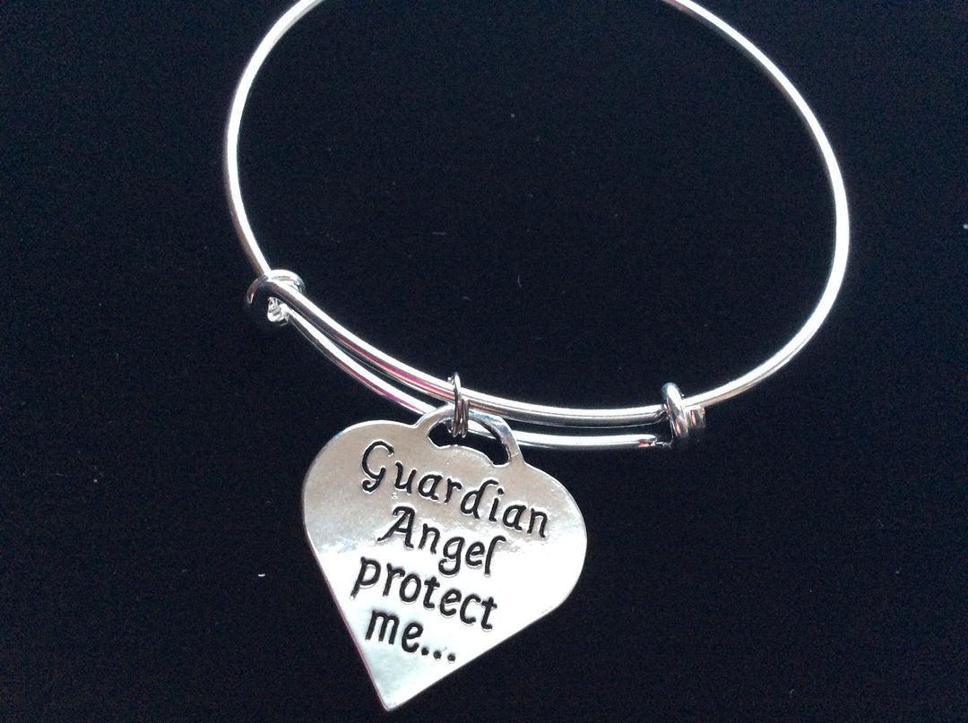 Guardian Angel Protect Me Purple Awareness Ribbon Expandable Charm Bangle