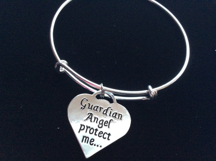 Guardian Angel Protect Me Purple Awareness Ribbon Expandable Charm Bangle