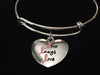 Pink Ribbon Live Laugh Love Heart Silver Expandable Charm Bracelet Gift Adjustable Trendy 