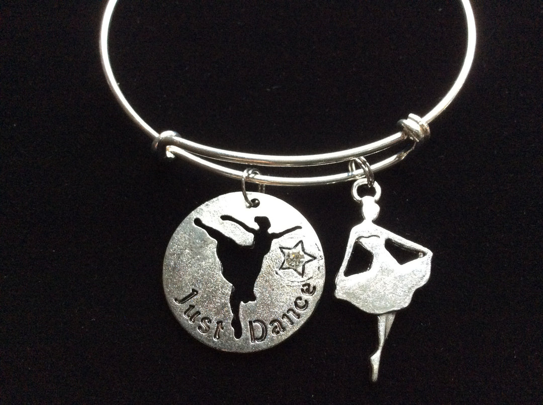 Just Dance Silver Expandable Charm Bracelet Dancer Ballet Teacher Gift