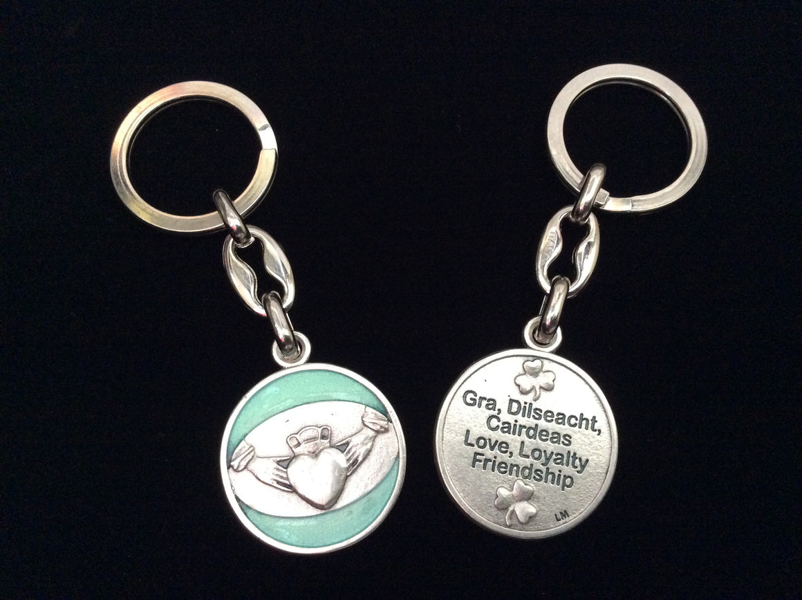 Love Loyalty Friendship Irish Claddagh Key Chain Medal Silver Key Ring Gift Inspirational Jewelry