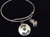 Dog Mom Silver Expandable Charm Bracelet Adjustable Bangle